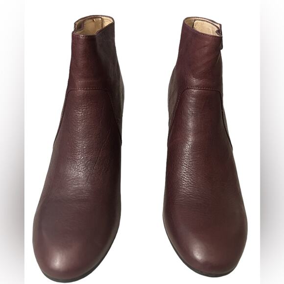 Eileen Fisher Harris Burgandy Leather Ankle Boots 7.5 - Picture 2 of 8